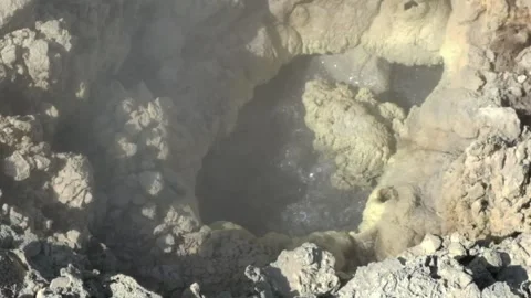 Hot water bubbles mixed with sulfur Stock Footage 270534152