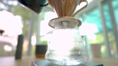 Hot water from filter paper Video stock 148114605