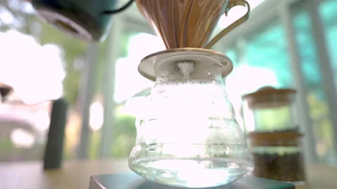Hot water from filter paper Stock Footage 148117131
