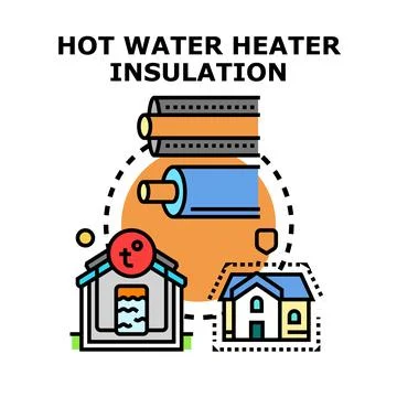 Hot water heater insulation vector concept illustration Stock Illustration