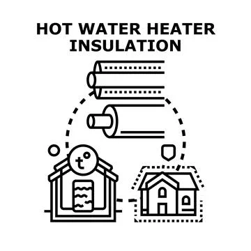 Hot water heater insulation vector concept illustration Stock Illustration