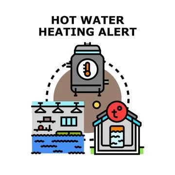 Hot water heating alert system problem concept Stock Illustration