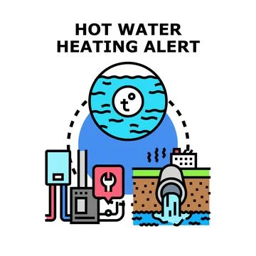Hot water heating alert system concept Stock Illustration