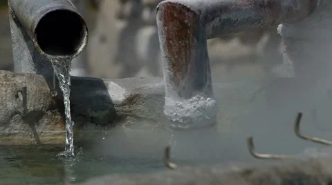 Hot water from the hotspring Stock Footage 49802055