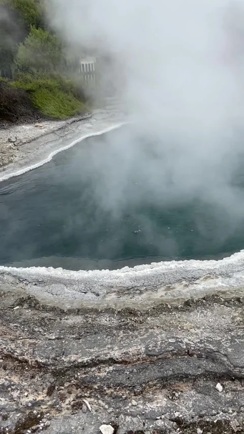 Hot water pool at Whakarewarewa near Rotorua Vídeos de archivo 344123551