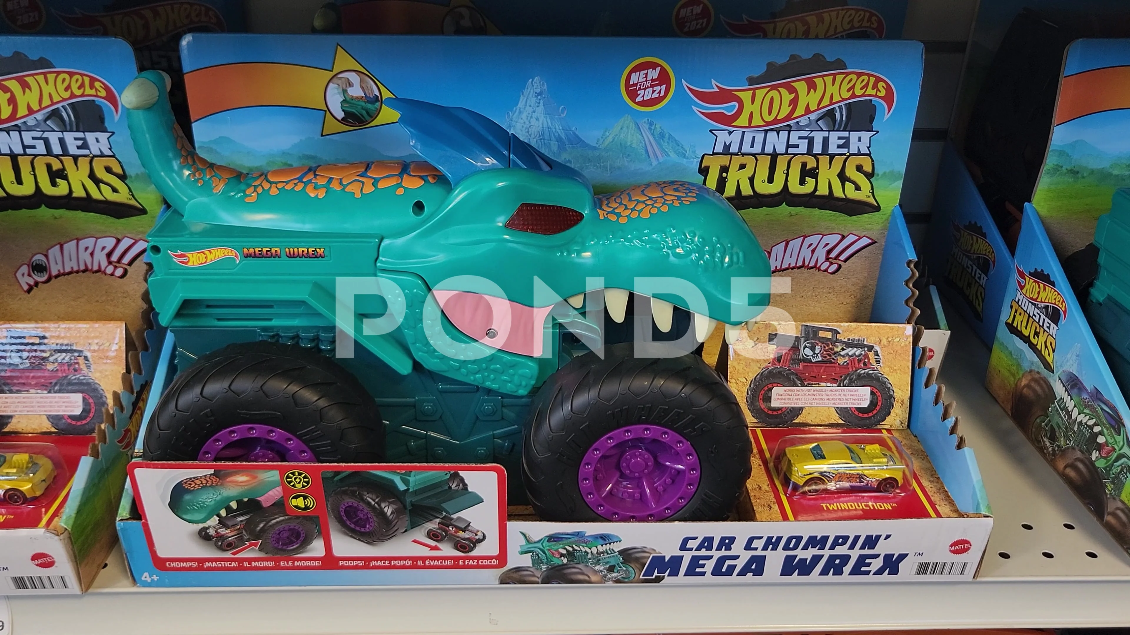 Hot Wheels Monster Trucks Car Chompin' Mega Wrex Vehicle, for Ages