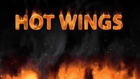 Hot Wings Text Animation with Burning Ground Fire and Smoke Stock Footage 345296811