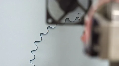 Hot wire CNC foam cutting machine, close-up moving shot of polystyren shape Stock Footage 101258232