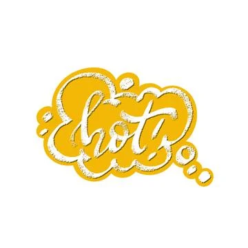 Hot word speech bubble icon symbol. Web design. Sticker design. Hand drawn .. Stock Illustration