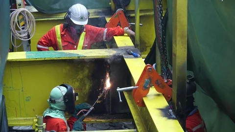 Hot work industrial activities. Stock Footage 95777062