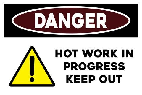 Hot work in progress warning sign Illustrazione stock