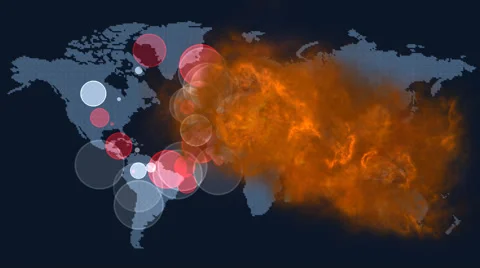 Hotbeds of tension on map. Fire Stock Footage 59610891