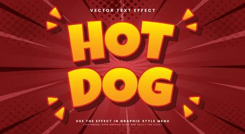 Hotdog 3D editable text effect Template Stock Illustration