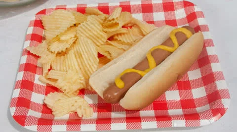 Hotdog and Chips Stock Footage 25710906