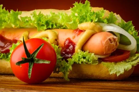 Hotdog closeup Stock Photos