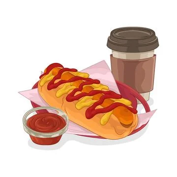 Hotdog with Coffee Stock-Illustration