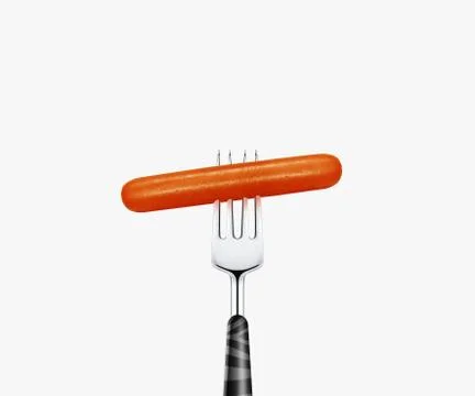 Hotdog on fork Stock Photos