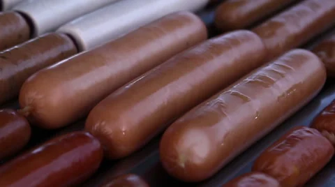 Hotdog on grill machine Stock Footage 64669763