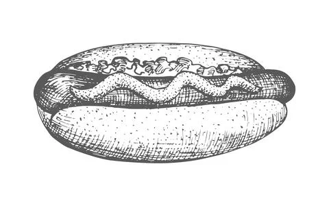 Hotdog hand drawn Stock Illustration