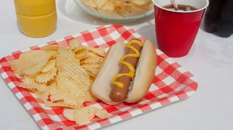 Hotdog Picnic Stock Footage 25710780