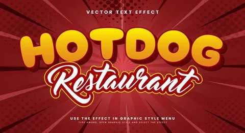 Hotdog restaurant 3D editable text effect Template Stock Illustration
