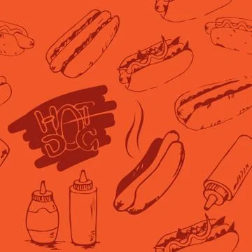 Hotdog Seamless Pattern Stock Illustration