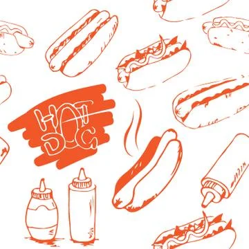 Hotdog Seamless Pattern Stock Illustration