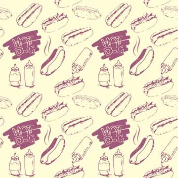 Hotdog Seamless Pattern Stock Illustration