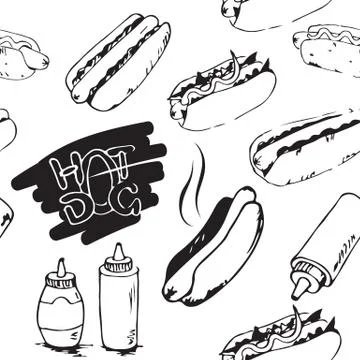 Hotdog Seamless Pattern Stock Illustration