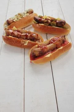 Hotdog selection Stock Photos