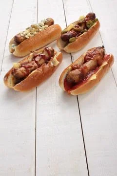 Hotdog selection Stock Photos