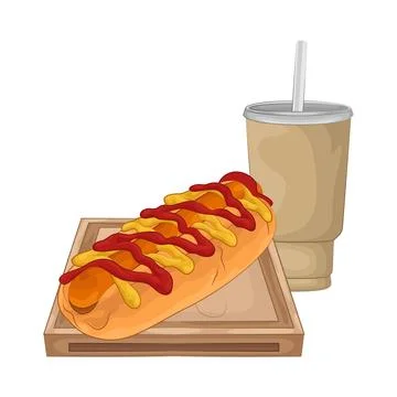 Hotdog with Soft Drink Stock Illustration