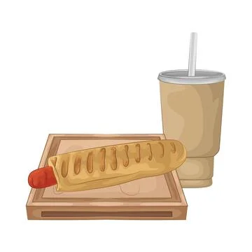 Hotdog with Soft Drink Stock Illustration