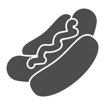 Hotdog solid icon, junk food concept, Hot dog sign on white background, American Stock Illustration
