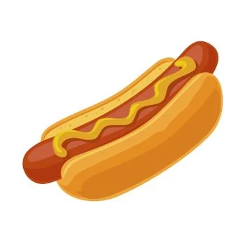 Hotdog. Vector isolated flat illustration for poster menus brochure web and i Illustrazione stock