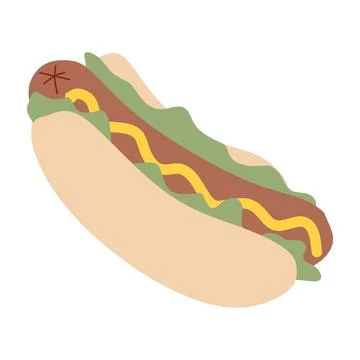 Hotdog. Vector Isolated Flat illustration Fast food for Poster, Menu, Brochur Stock Illustration