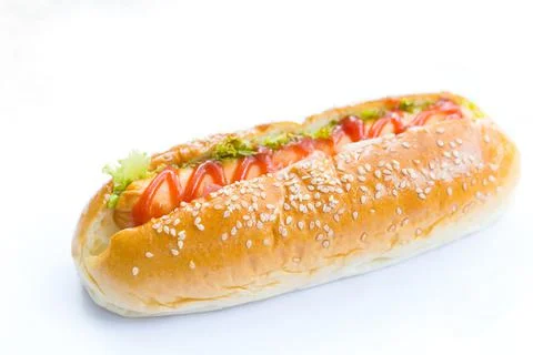 Hotdog on white background Stock Photos