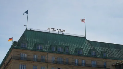 Hotel Adlon sign with flags 動画素材 77830106