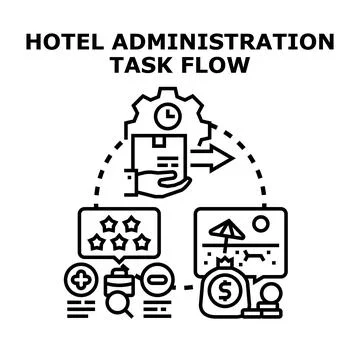 Hotel administration task flow planning management concept Stock Illustration