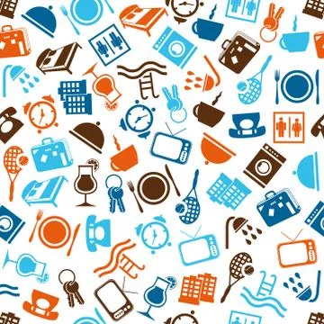 Hotel and accommodation seamless pattern Stock Illustration