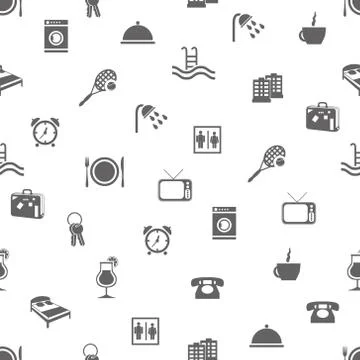 Hotel and accommodation seamless pattern Stock Illustration