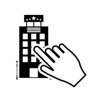 Hotel and hand pointer icon Stock Illustration