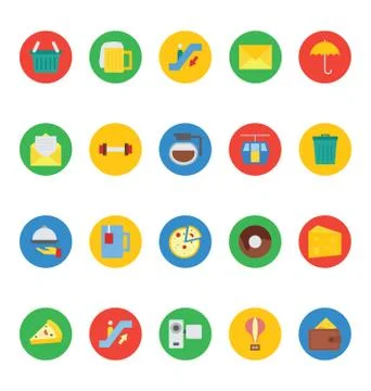 Hotel and Restaurant Colored Vector Icons Set Stock Illustration