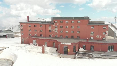 Hotel and slide to the snow Stock Footage 119004174