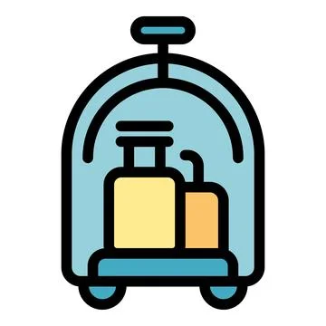 Hotel bag cart icon vector flat Stock Illustration