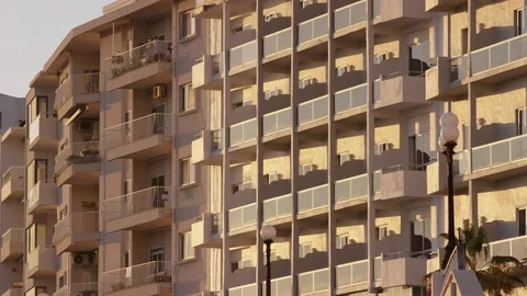 Hotel Balconies in Sliema during sunset Stock Footage 74861944