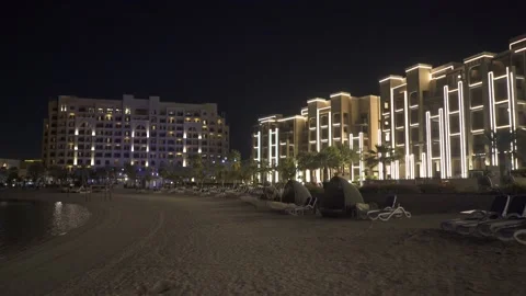 Hotel with a beach on the ocean, general plan Video stock 151342832