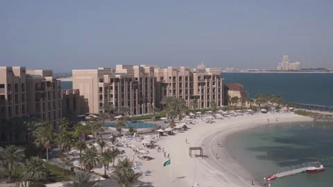 Hotel with a beach on the ocean, general plan Video stock 152161185