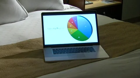 Hotel Bed-Computer Tilt up Stock Footage 436370