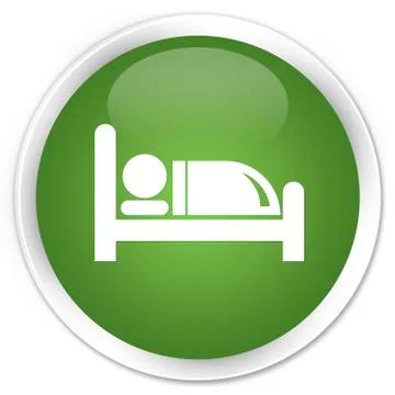 Hotel bed icon premium soft green round button Stock Illustration